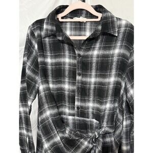 ee:some Shirt Dress w/ Wrap Skirt Long Sleeve Natural Color‎ Black & Grey